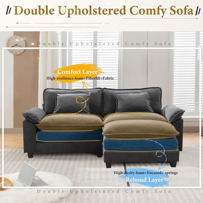URRED Modular Sectional Sofa Comfy Cloud Couch, Modern Velvet Sofa Sleeper Deep Seat Couches with