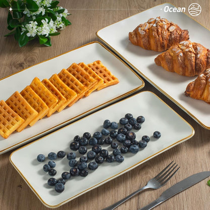 famiware Serving Platter, Rectangular 15.67/14.1/12.6inch Serving Dishes for Entertaining