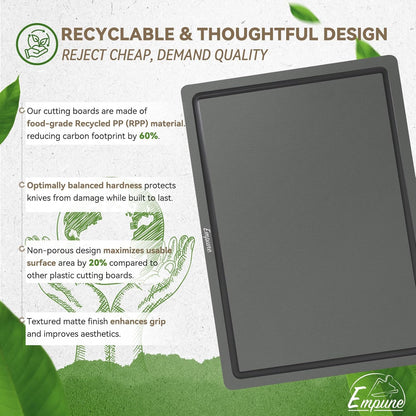 Empune Plastic Cutting Board Set, Recycled Plastic Cutting Boards for Kitchen (Set of 3)