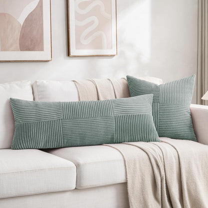 Fancy Homi 2 Packs Grey Blue Decorative Throw Pillow Covers 20x20 Inch for Couch Bed Sofa, Rustic