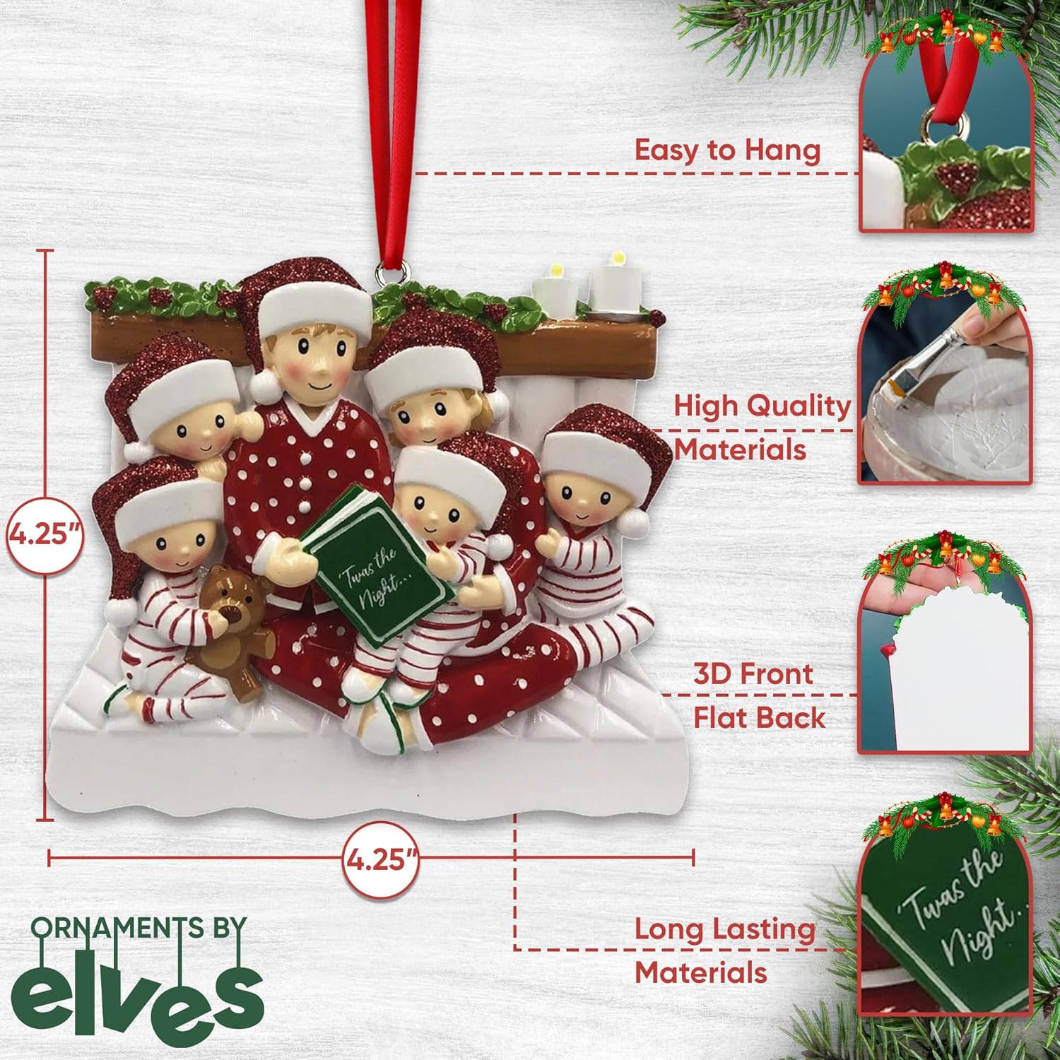 Bedtime Storytelling Family of 6 Christmas Ornament 2025 Personalized Family Christmas Ornaments