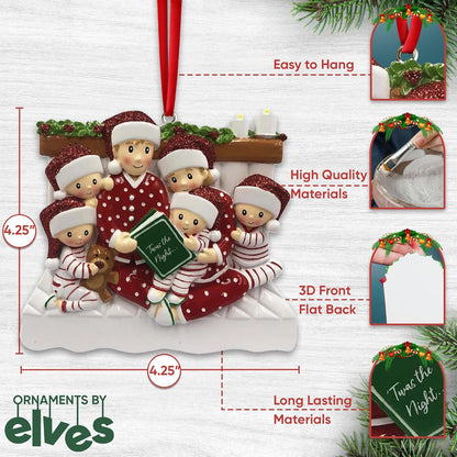 Bedtime Storytelling Family of 6 Christmas Ornament 2025 Personalized Family Christmas Ornaments