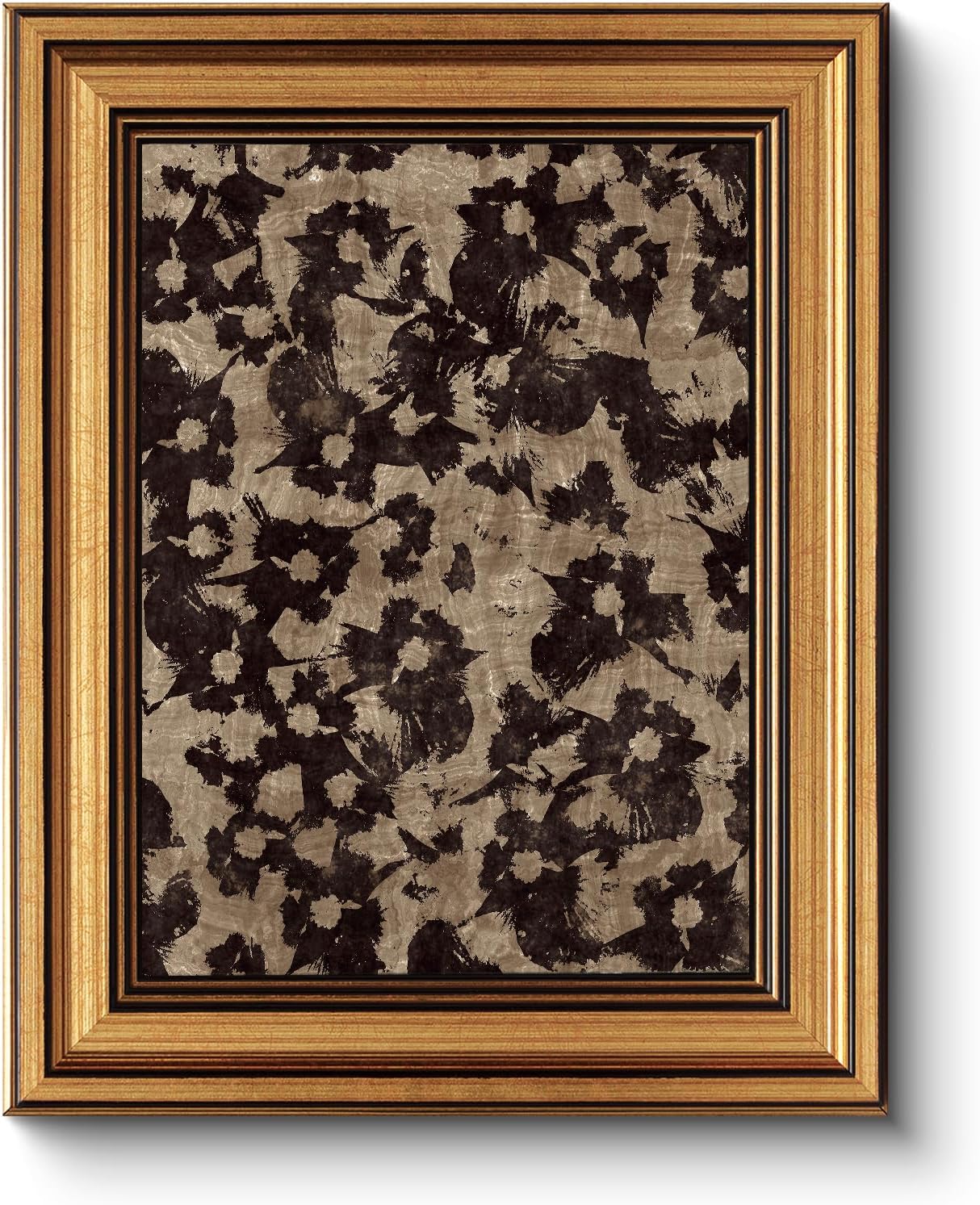 HUARCEY Gold Framed Vintage Wall Art for Living Room, Flowers Painting Prints Shelf Decor for