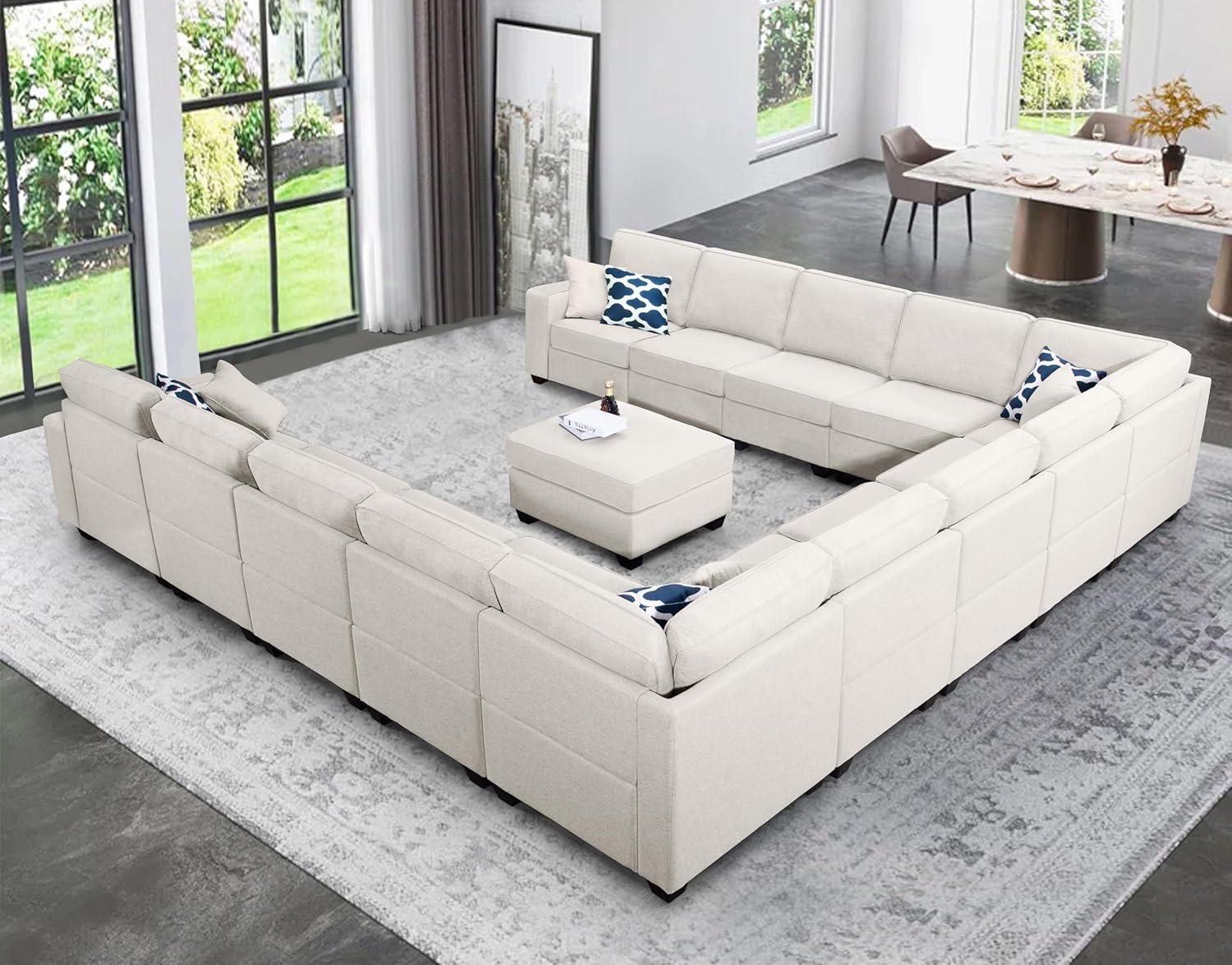 L Lengend Vansen Modular Sectional Sofa U Shaped Couch with Ottoman Modern Reversible Corner