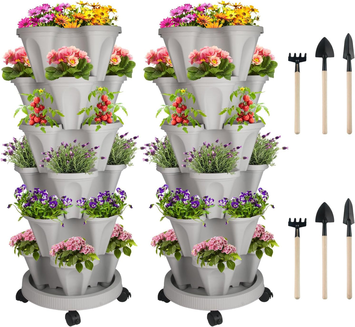 Vertical Planter 6 Tier Stackable Planters Garden Planters Strawberry Herb Flower and Vegetable