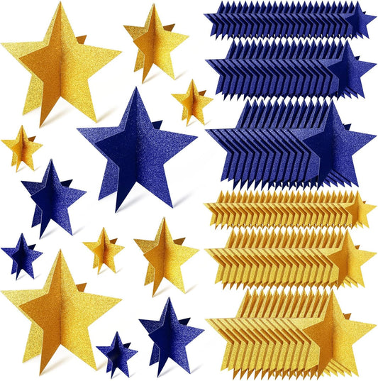 45 Pcs 3D Star Centerpieces Movie Night Decorations for Table in 3 Sizes Hanging Supplies for Red