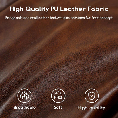HIGOGOGO Round Stuffed Pouf Ottoman, Pu Leather Poufs with Foam Chunk Filling, Furry and Fluffy