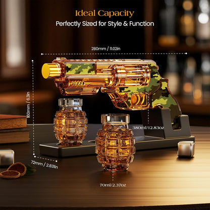 Kollea Camouflage Whiskey Decanter Sets with Grenade Shot Glasses, Anniversary Birthday Gifts for