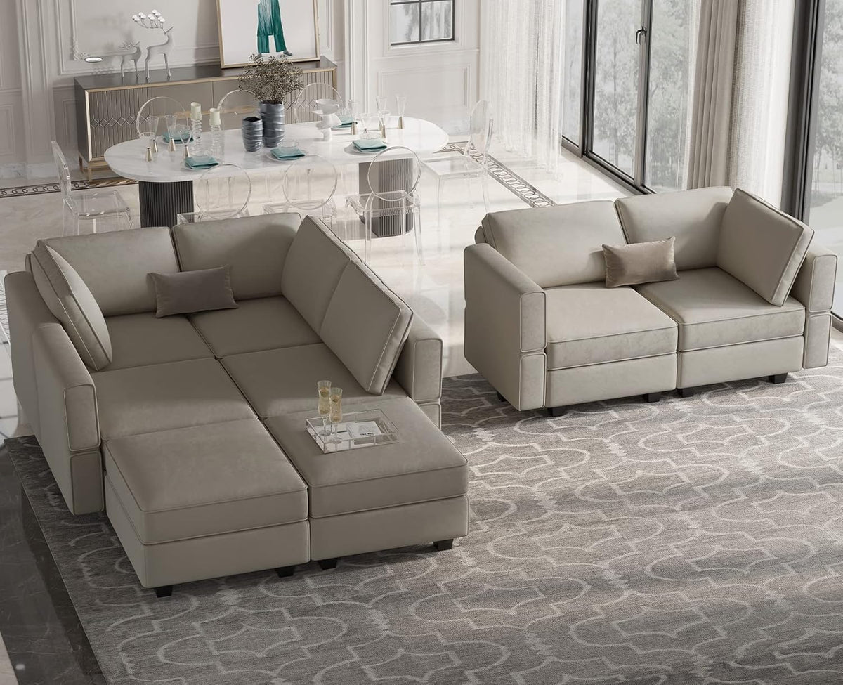 Belffin Modular Sectional Sofa with Storage Chaises Sectional Sleeper Sofa Couch 8 Seat Sectional
