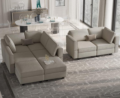 Belffin Modular Sectional Sofa with Storage Chaises Sectional Sleeper Sofa Couch 8 Seat Sectional