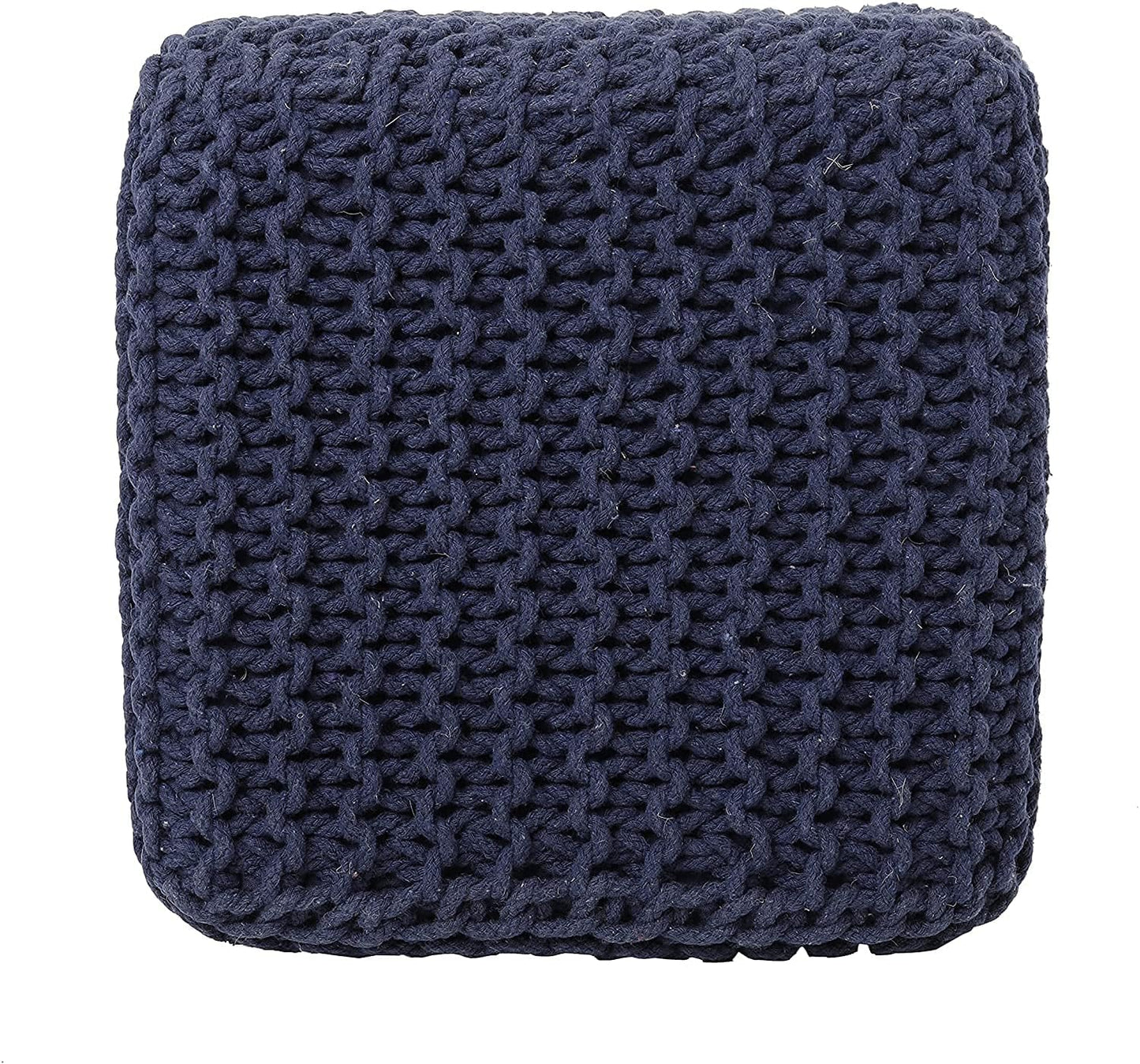 REDEARTH Square Hand Knitted Pouf - Foot Stool Ottoman Coffee Table - Cotton Cord Boho Pouffe