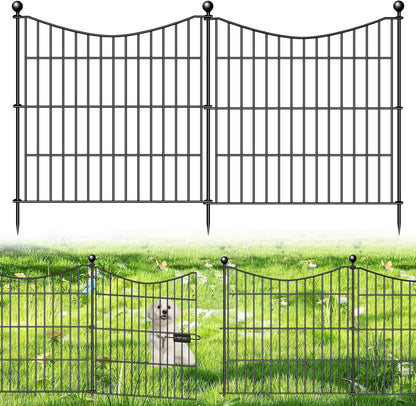 10 Panels Decorative Garden Fence with Gate, 24 in(H) X 20 ft(L) No Dig Dog Fence Animal Barrier