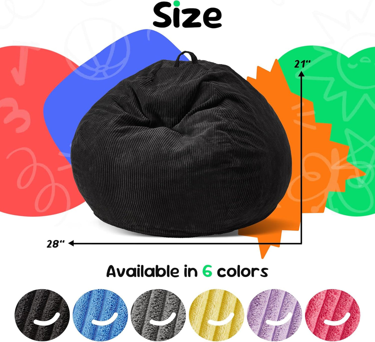 Hobestluk 2.5FT Bean Bag Chair Beanbags Small Bean Bag Chair with Filler Included Teardrop Bean Bag