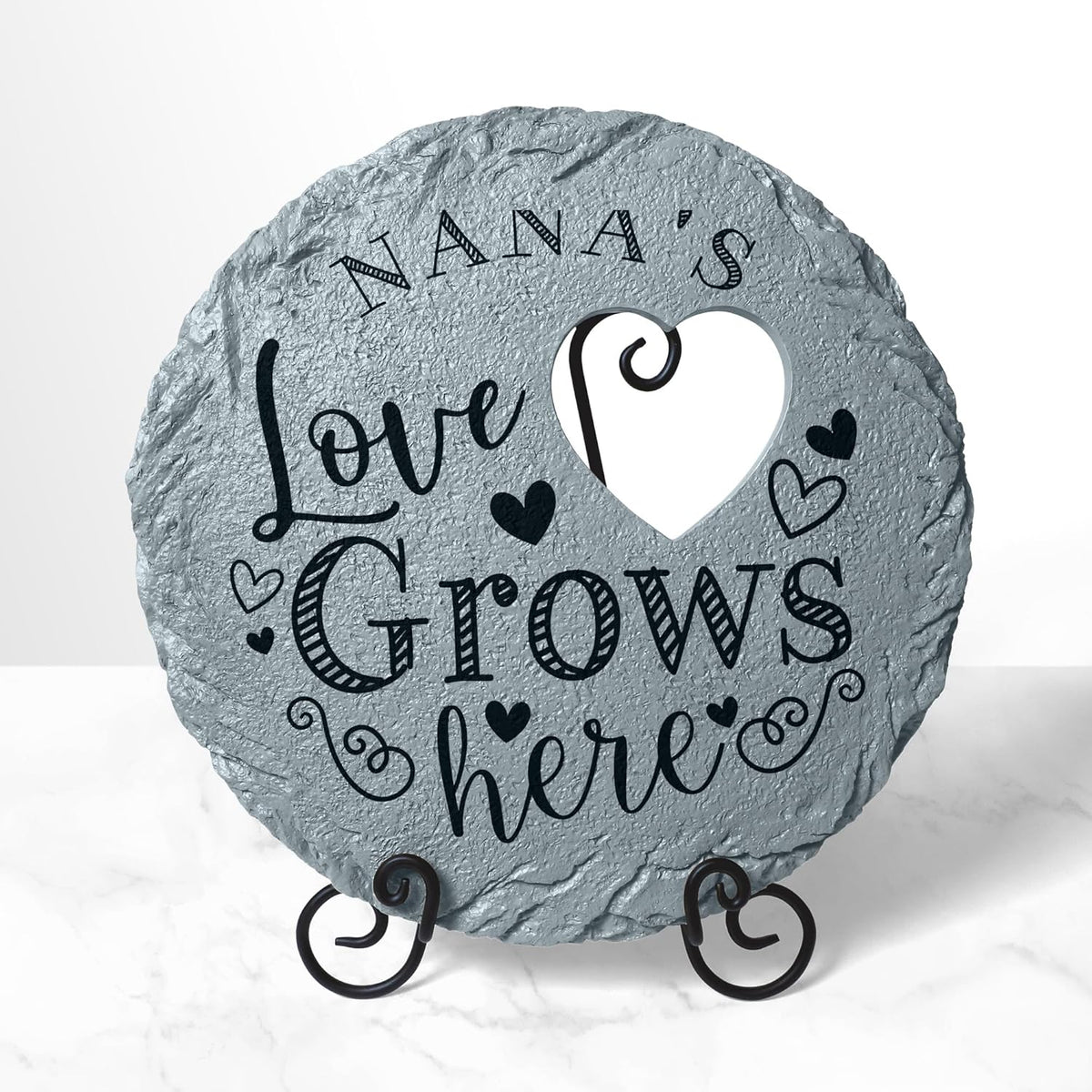 Let's Make Memories Personalized Garden Stone - Resin - Custom Garden Décor - Heart Stepping Stone