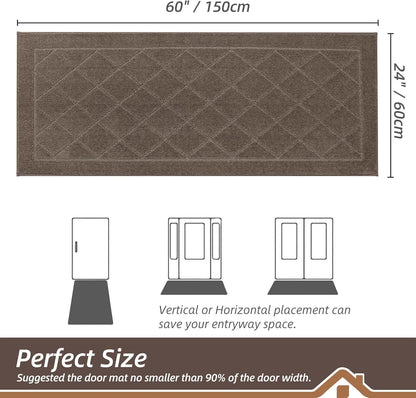 BEQHAUSE Dirt Trapper Door Mat 24" x 60", Doormat Non-Slip Entryway Rugs Washable, Dog Door Mat