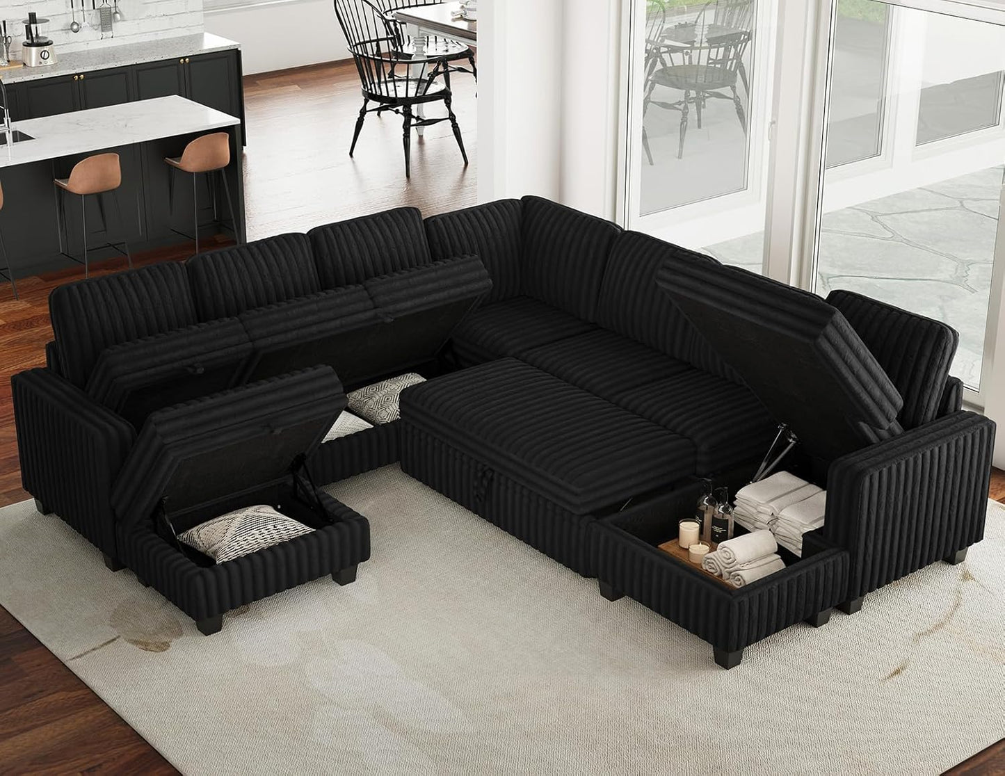 Belffin Oversized Sofa Bed Modular Sectional Sleeper Sofa with Pull Out Bed L Shaped Couch with