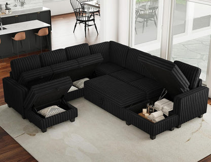 Belffin Oversized Sofa Bed Modular Sectional Sleeper Sofa with Pull Out Bed L Shaped Couch with