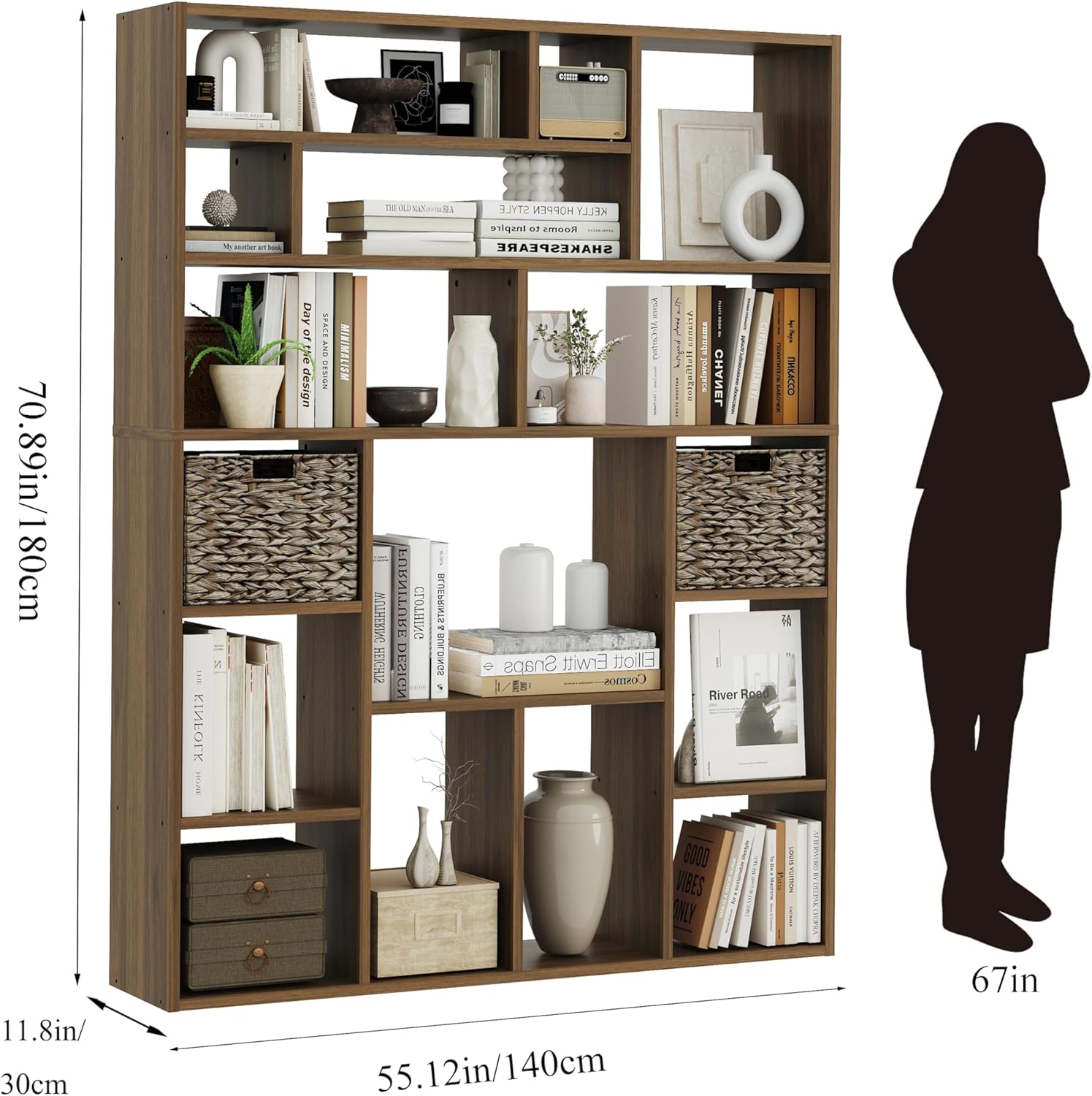 BLANKSPACE 71'' H 6-Tier Large Bookcase, Heavy Duty Storage Shelf - Freestanding Organizer for
