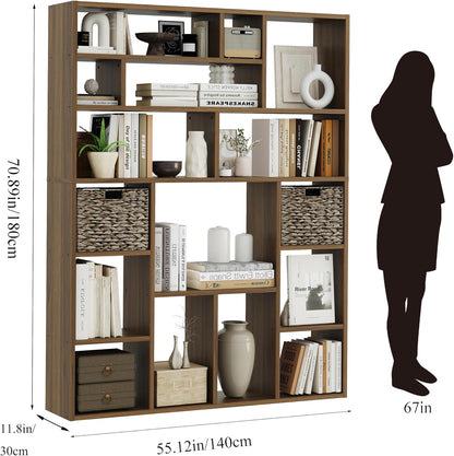 BLANKSPACE 71'' H 6-Tier Large Bookcase, Heavy Duty Storage Shelf - Freestanding Organizer for