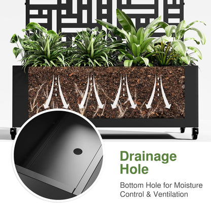 Casaphoria Metal Raised Garden Bed with Trellis and Wheels, 72"x35"x16" Arched Planter Box for