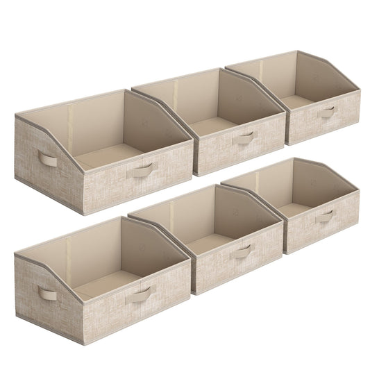 SONGMICS Storage Baskets, Set of 6, Foldable Closet Organizer for Shelves