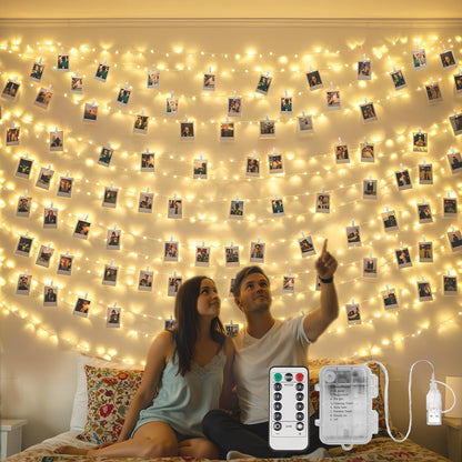 suddus 33ft 100 LED Fairy Lights with Clips for Pictures, Photo Lights with Remote USB Powered &