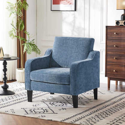 VINGLI Mid Century Modern Accent Chair,Navy Blue Chenille Chairs for Living Room Upholstered