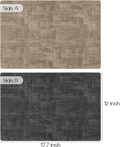 Romanstile Reversible Vinyl Placemats Set of 8, Faux Leather 100% Waterproof Oil-Proof Wipeable