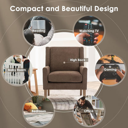 COLAMY Modern Wingback Living Room Chair, Upholstered Fabric Accent Armchair, Single Sofa Chair