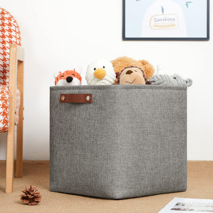 DULLEMELO 12 inch Cube Storage Bins, Large Collapsible Grey Storage Baskets for Square Cubes