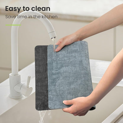 Faux Leather Dual Sided Placemats Set of 4, Square Non-Slip Heat Resistant Placemats with Coaster