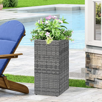SUNNYPARK 2 Pack Tall Planters for Outdoor Plants Rattan Modern Tall Square Planter Box with