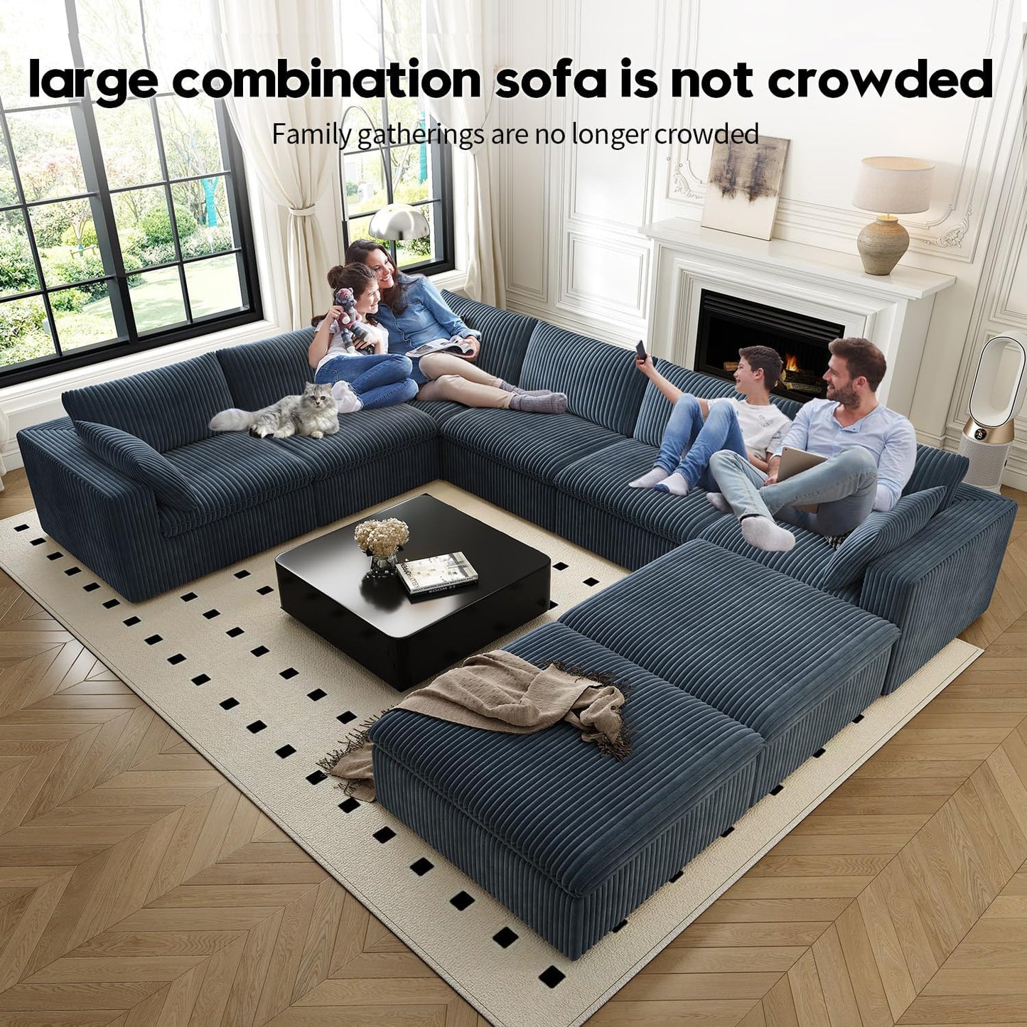 157.5" Cloud Couch Oversized Modular Sectional Sofa for Living Room,Modern Sofa with Deep Seat，8