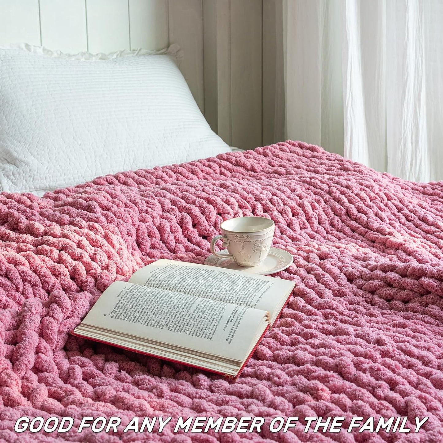 Chunky Knit Blanket - Luxury Soft Cozy 40 * 50 Throw Blanket,100% Woven Blanket Rope Knot Throw