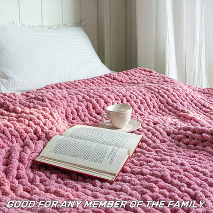 Chunky Knit Blanket - Luxury Soft Cozy 40 * 50 Throw Blanket,100% Woven Blanket Rope Knot Throw