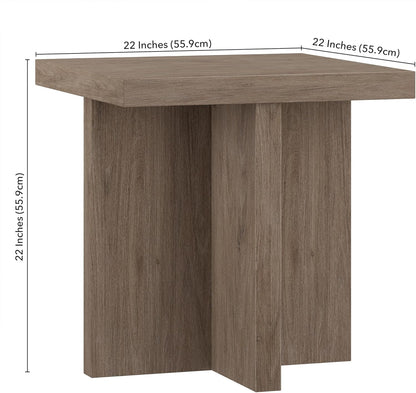 Henn&Hart 22" Wide Square Side Table in Weathered Gray, for Home, Living Room, Bedroom