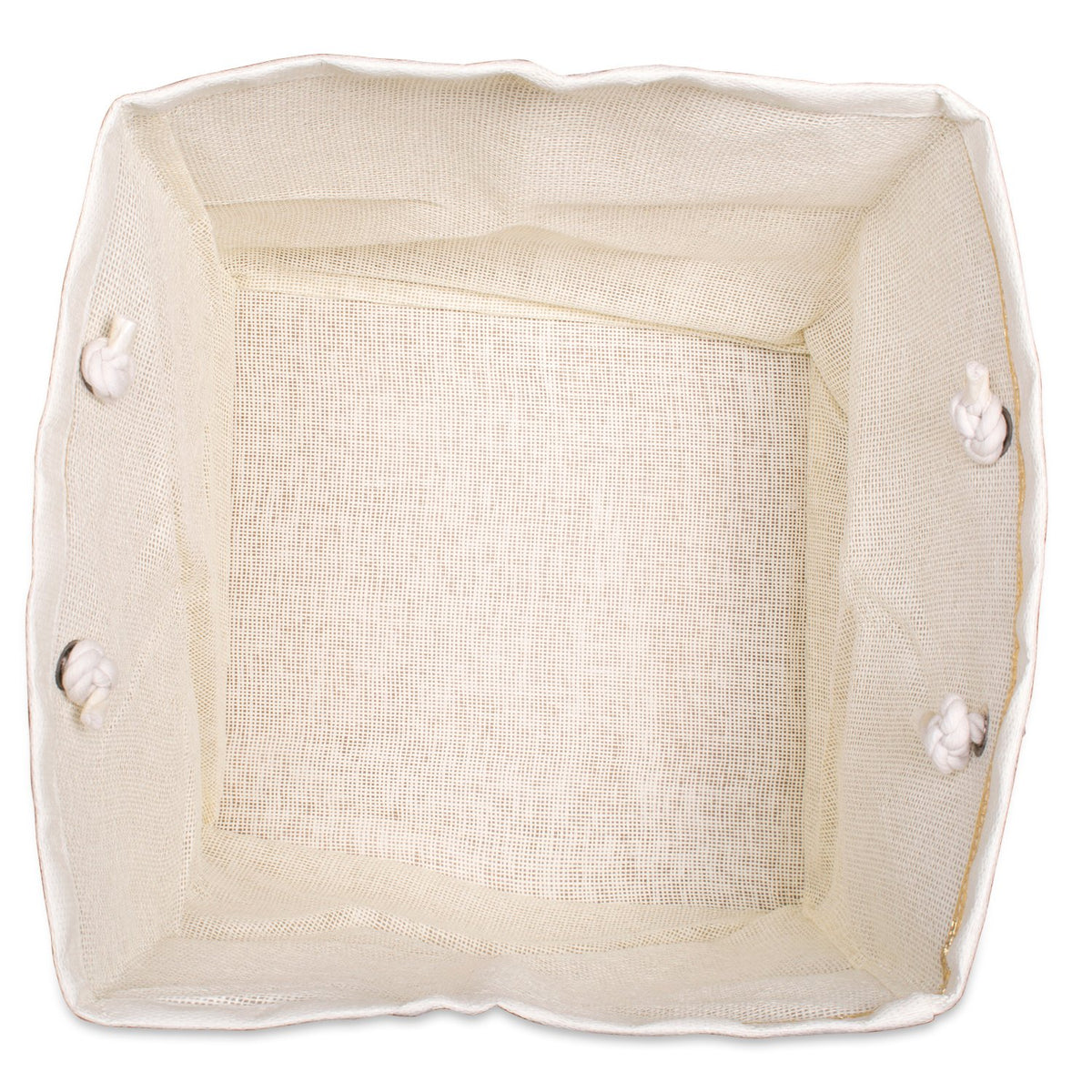 DII Durable Woven Striped Storage Bin Collapsible with Soft Rope Handles Reinforced with Metal