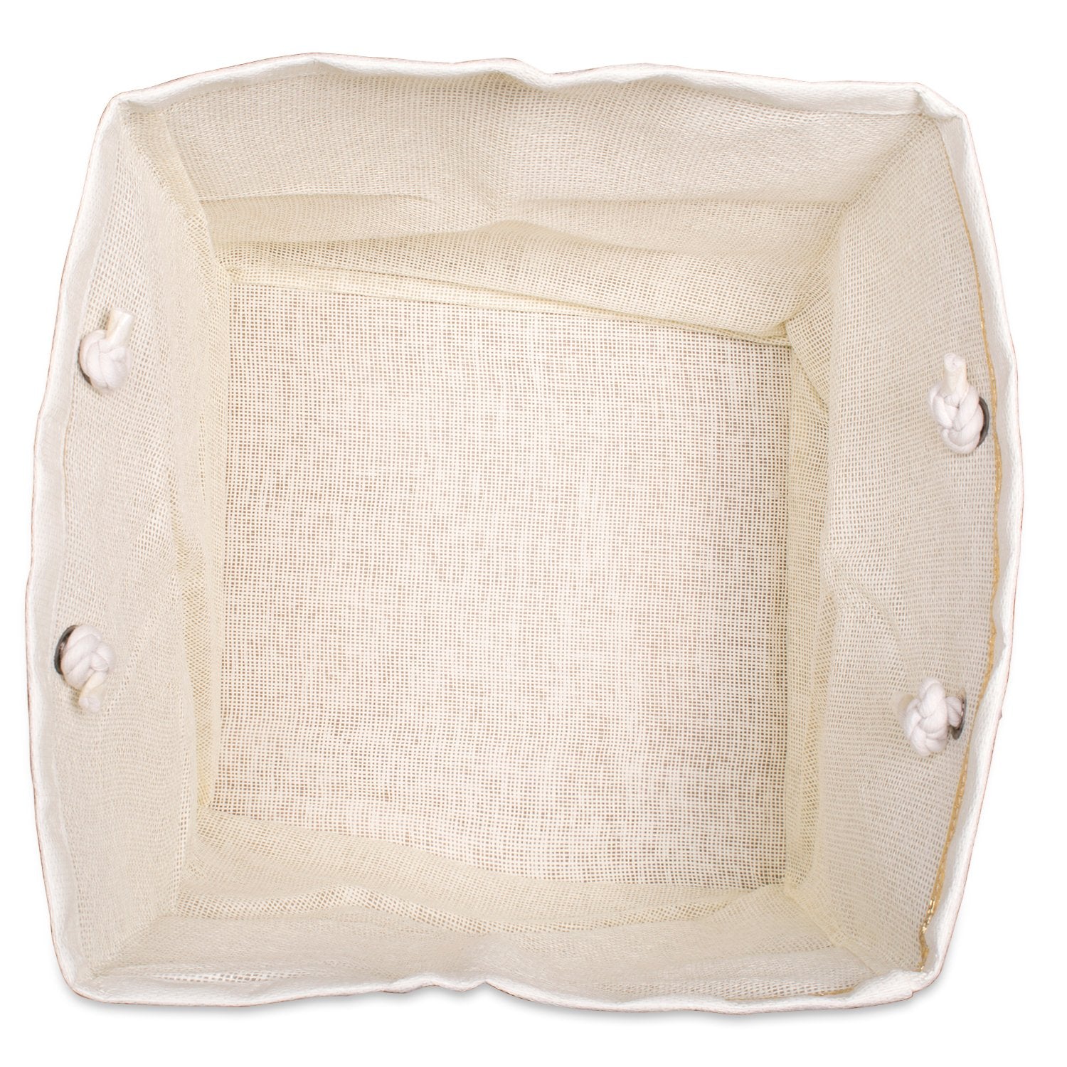 DII Durable Woven Striped Storage Bin Collapsible with Soft Rope Handles Reinforced with Metal