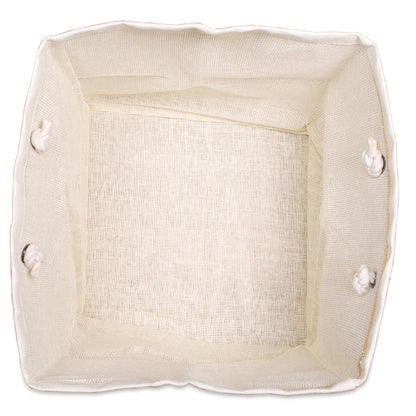 DII Durable Woven Striped Storage Bin Collapsible with Soft Rope Handles Reinforced with Metal
