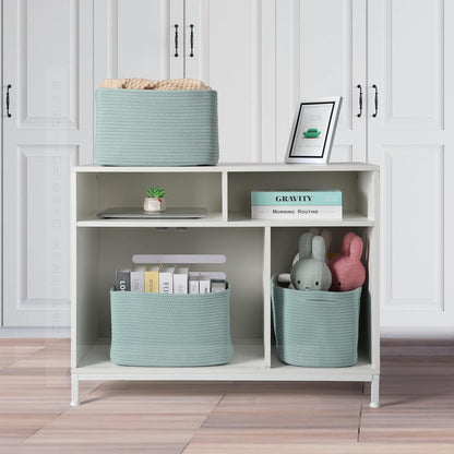 Cotton Rope storage Basket Bins Woven Basket for Organizing Shelves Rectangle Decorative Baskets