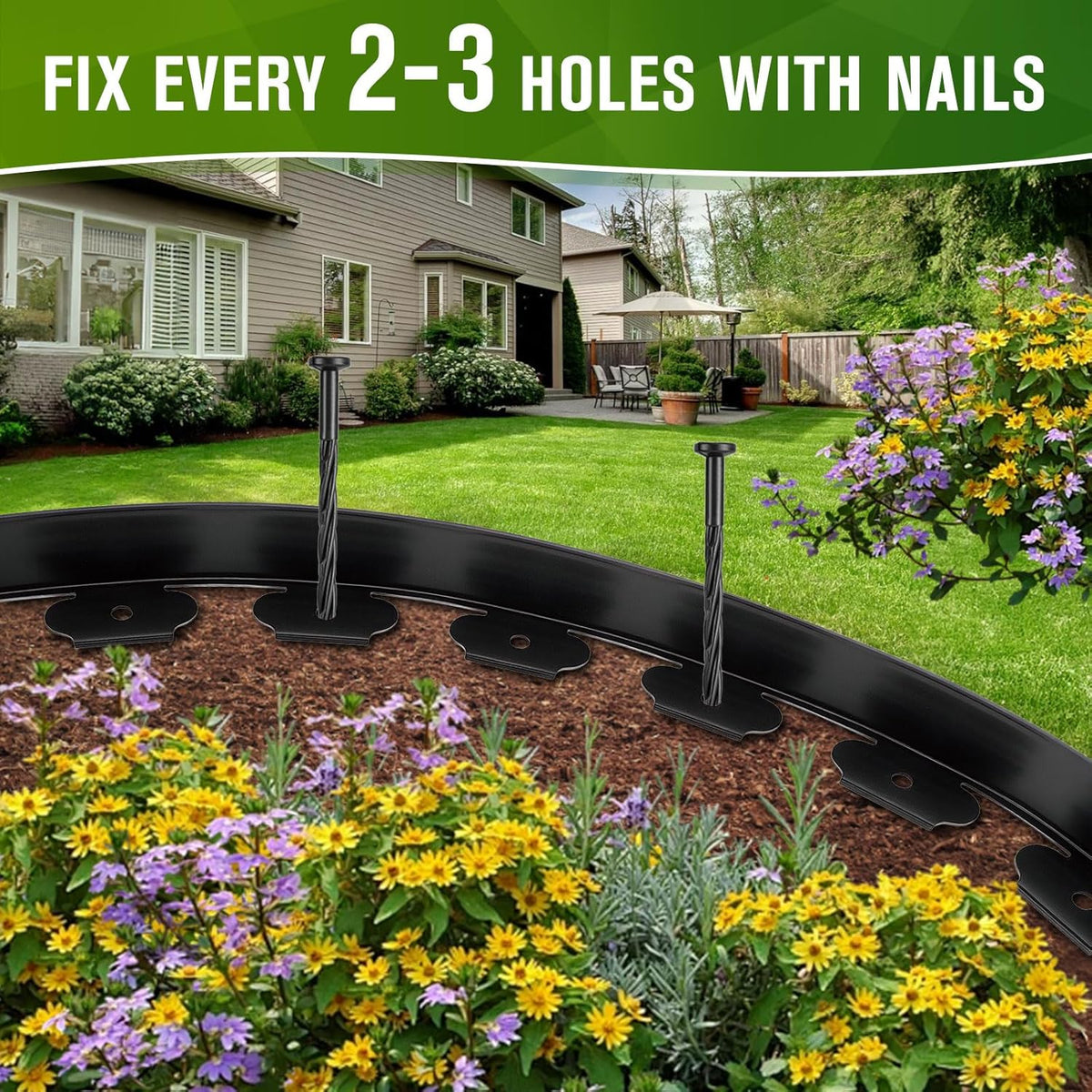 Landscape Edging, 3" x 66' Garden Edging, No Dig Edging for Landscaping with 80 Pcs Anchoring