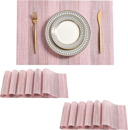 Leetaltree Misty Rose Placemats Set of 12 - Heat Resistant Non-Slip Place mats for Dining Table