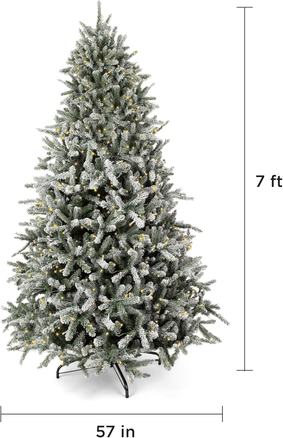 Papyrus Frosted 7 ft Pre-Lit Artificial Christmas Tree, Blue Spruce, Warm White Lights, Includes