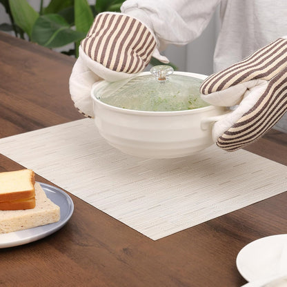 Myir JUN Placemats Set of 8, Vinyl Woven Placemats Place Mats Indoor Set of 8 Washable Table Mats