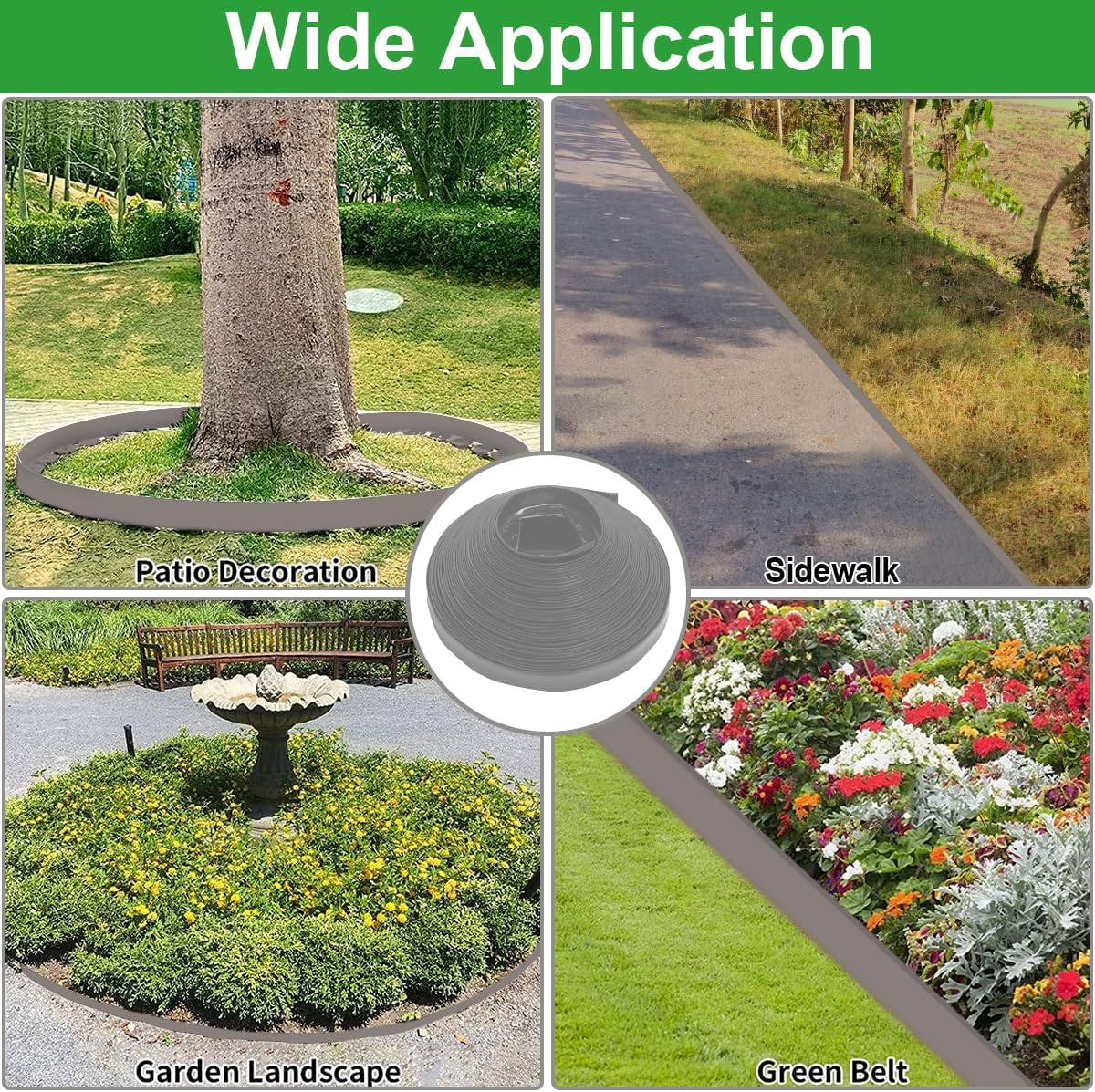 Landscape Edging,33ft x 4inch Tall Plastic Garden Edging Border with 30 Spikes,Lawn Edging for