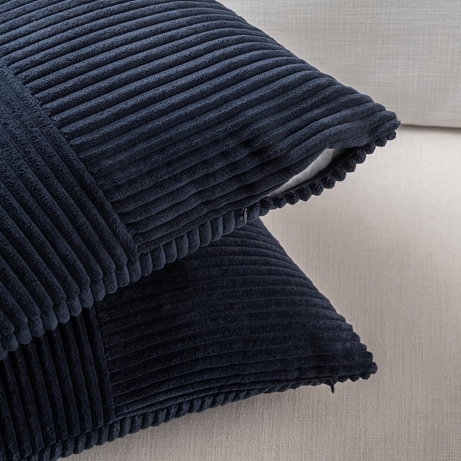 Fancy Homi 2 Packs Navy Blue Lumbar Decorative Throw Pillow Covers 12x20 Inch for Living Room