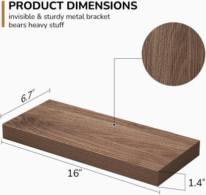Fun Memories Floating Shelves - 16 Inch Wall Shelf for Decor & Storage - Wall Mounted Display