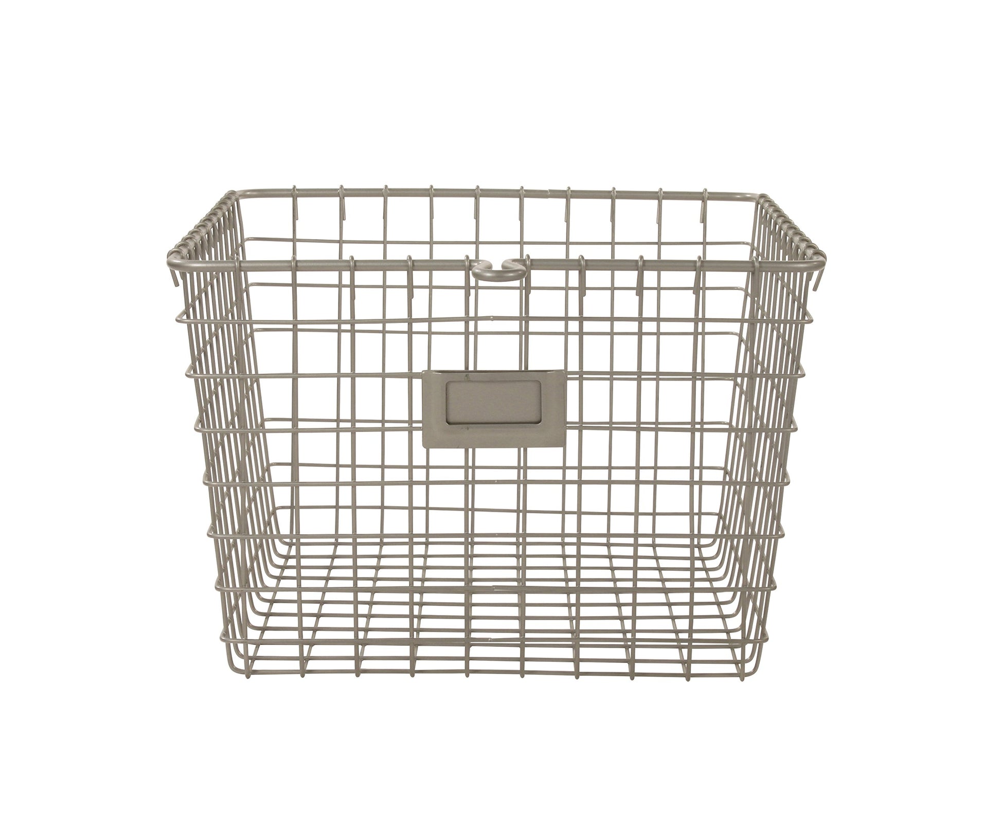 Spectrum Medium Wire Basket with Label Plate Satin Nickel Storage Basket Bin Organizer for Kitchen