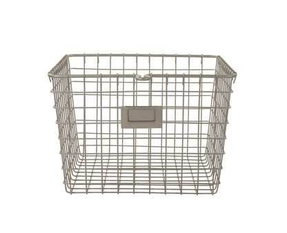 Spectrum Medium Wire Basket with Label Plate Satin Nickel Storage Basket Bin Organizer for Kitchen