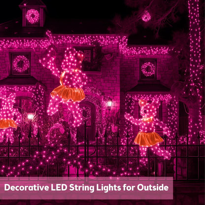 SANJICHA Pink Extra-Long Solar String Lights, 2-Pack 400 LED Solar Valentine Day Lights, Waterproof